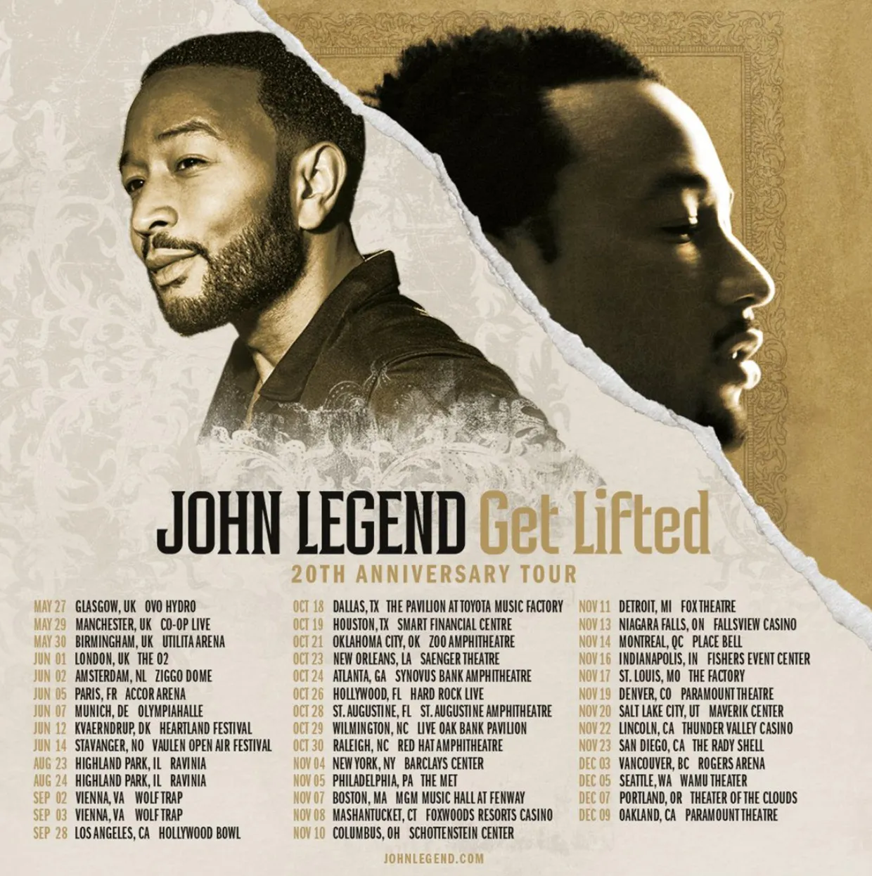 John Legend Get Lifted Tour Poster 2025